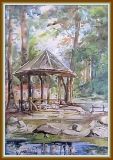 Peinture intitulée "CHIOSC IN PARC" par Gheorghe Vlaicu, Œuvre d'art originale, Huile