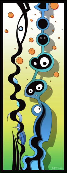Arts numériques intitulée "Blue Alien" par Jeff, Œuvre d'art originale