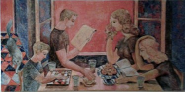 Painting titled "La Famille K" by Pascal René Joseph Perrin, Original Artwork, Oil