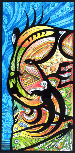 Dessin intitulée "Entre ciel et mer" par Jeff, Œuvre d'art originale, Crayon