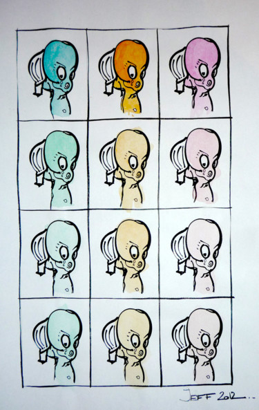 Dessin intitulée "3 fois 4 égal 12" par Jeff, Œuvre d'art originale