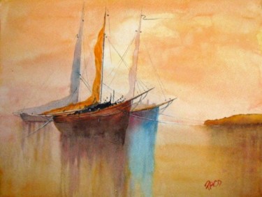 Peinture intitulée "soleil levant" par Paco Cabrera, Œuvre d'art originale