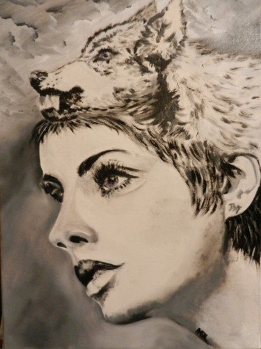 Peinture intitulée "La belle et la bête" par Brigitte Mathé (MBL), Œuvre d'art originale, Huile Monté sur Châssis en bois