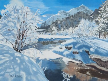 Peinture intitulée "Neiges et eaux en A…" par Brigitte Mathé (MBL), Œuvre d'art originale, Huile Monté sur Châssis en bois