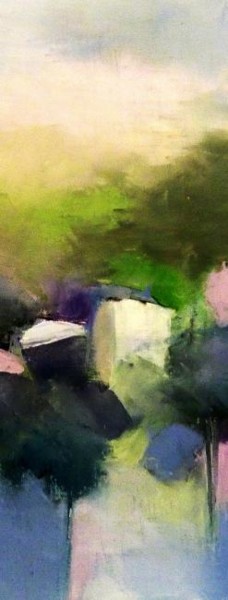 Peinture intitulée "Village Bleu" par Catherine Kret, Œuvre d'art originale