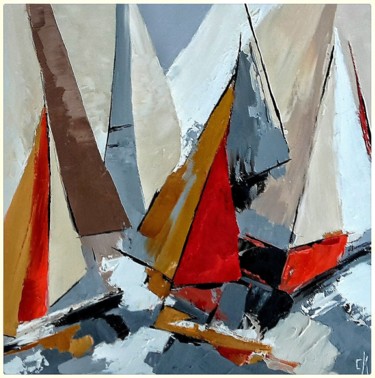 Peinture intitulée "Les voiliers au vent" par Catherine Kret, Œuvre d'art originale