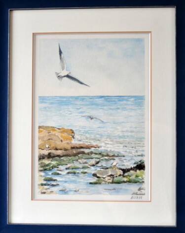 Peinture intitulée "Marée montante à Jo…" par Kija, Œuvre d'art originale, Aquarelle