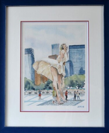 Schilderij getiteld "les fans de Marilyn…" door Kija, Origineel Kunstwerk, Aquarel