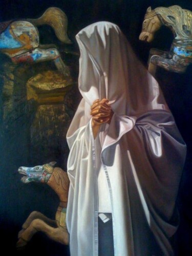 Painting titled "Religious Oil in Ca…" by Unknown Artist, Original Artwork
