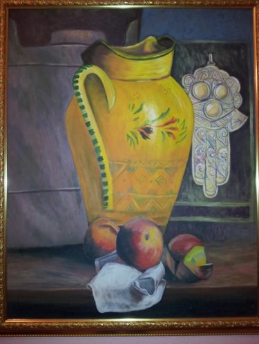 Peinture intitulée "vas jaune" par Abdelkarim Saidani, Œuvre d'art originale, Autre