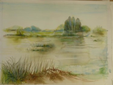 Peinture intitulée "La Saône au Port de…" par Pierre Feyeux, Œuvre d'art originale