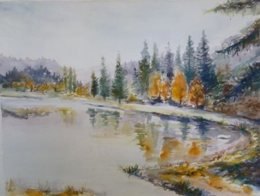 Peinture intitulée "Lac du Jura" par Pierre Feyeux, Œuvre d'art originale, Huile