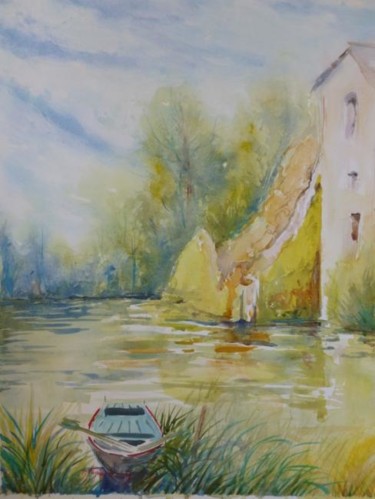 Peinture intitulée "Vieux moulin en rui…" par Pierre Feyeux, Œuvre d'art originale