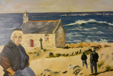 Peinture intitulée "Chapelle sur la côt…" par Brigitte Mathé (MBL), Œuvre d'art originale, Huile Monté sur Châssis en bois