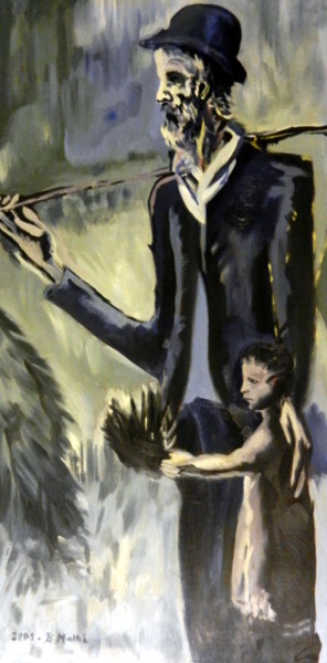 绘画 标题为“Le mendiant et l'en…” 由Brigitte Mathé (MBL), 原创艺术品, 油