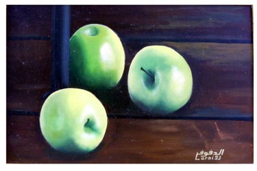 Painting titled "3 pommes" by L.Edfouf, Original Artwork, Oil