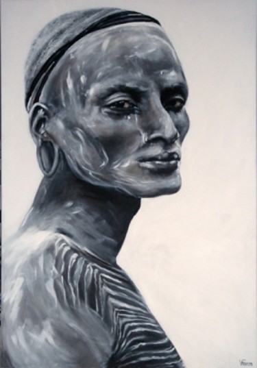 peuple de l'omo 27 Peinture intitulée "peuple de l'omo 27" par Valérie Faucon, Œuvre d'art originale, Acrylique