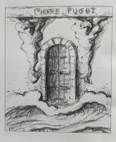 Dessin intitulée "les atlantes de pie…" par Patrick Lalande, Œuvre d'art originale