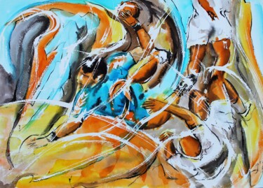 Schilderij getiteld "258 Pivot de handba…" door Jean-Luc Lopez, Origineel Kunstwerk, Inkt