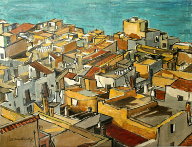 Peinture intitulée "Peniscola Espagne" par Patrick Noly, Œuvre d'art originale