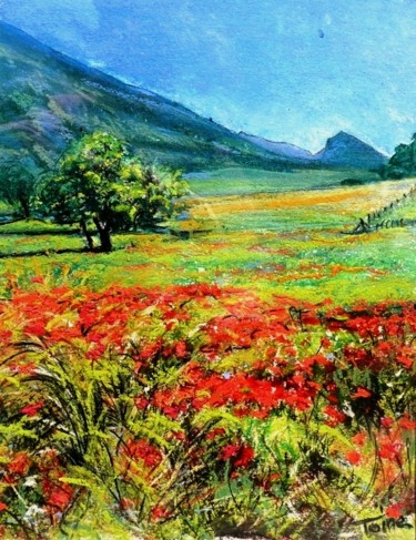 Peinture intitulée "Coquelicots" par Toine, Œuvre d'art originale, Huile