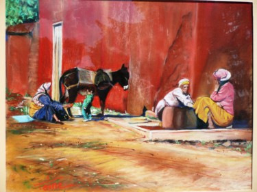 Sables d' or et terre pourpre Peinture intitulée "Sables d' or et ter…" par Toine, Œuvre d'art originale, Pastel