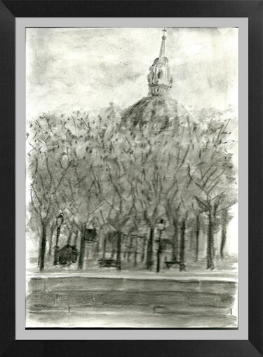 Dessin intitulée "Les Invalides pench…" par Hénohut De Zhéry, Œuvre d'art originale, Fusain