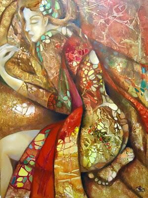 Painting titled "Cassiopée" by Ghislaine Segal, Original Artwork, Oil