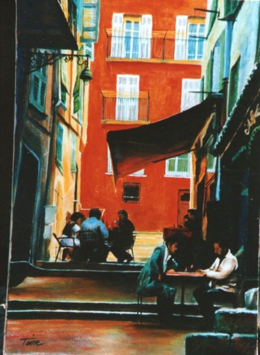 Peinture intitulée "Déjeuner sous la ba…" par Toine, Œuvre d'art originale, Huile