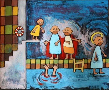 Peinture intitulée "S.O.S" par Delphine Mabed, Œuvre d'art originale, Huile