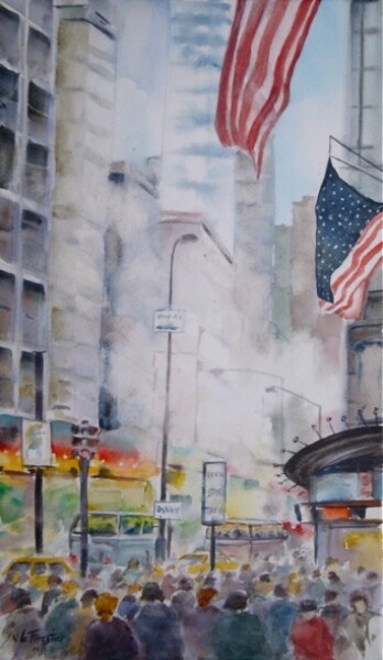 Pintura titulada "Agitation new yorka…" por Véronique Le Forestier, Obra de arte original