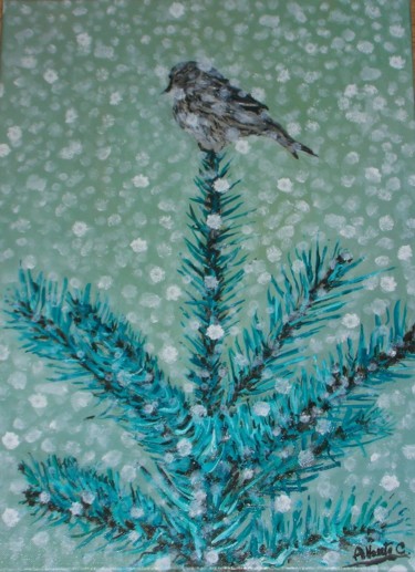 Pittura intitolato "bianco natale" da Alberto C., Opera d'arte originale
