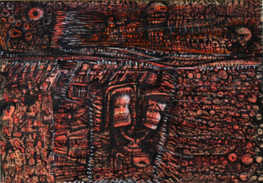 Dessin intitulée "Siamoises" par Jeff, Œuvre d'art originale, Autre