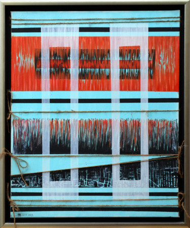 Dessin intitulée "Blue towers  911" par Jeff, Œuvre d'art originale, Autre