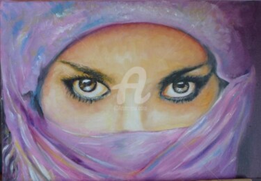 femme voilée ( la diablesse ) Peinture intitulée "femme voilée ( la d…" par Daniel Bahuaud, Œuvre d'art originale, Huile