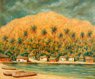 Painting titled "paysage du sud.haïti" by Patrick Lalande, Original Artwork, Oil