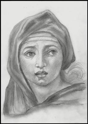 Drawing titled "Sibila Delfica" by Victor Covaliov, Original Artwork