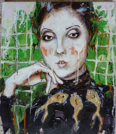Peinture intitulée "tête" par Catherine Cornec, Œuvre d'art originale