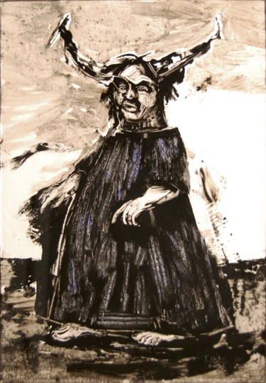Artisanat intitulée "Sauvage -robe bleue." par Frhégo, Œuvre d'art originale