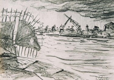 Dessin intitulée "Toulon,quai de misè…" par Patrick Lalande, Œuvre d'art originale, Autre