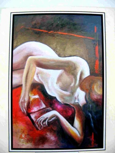 Peinture intitulée "la lecture" par Marie-Rose Rorive, Œuvre d'art originale, Huile