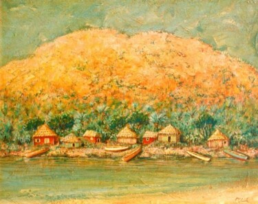 Painting titled "paysage du sud.haïti" by Patrick Lalande, Original Artwork, Oil