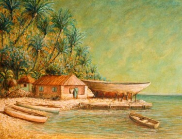 Painting titled "paysage du sud.haïti" by Patrick Lalande, Original Artwork, Oil