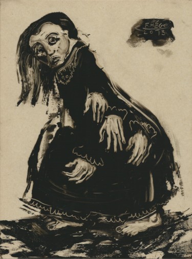 Artisanat intitulée "Fillette -robe noir…" par Frhégo, Œuvre d'art originale