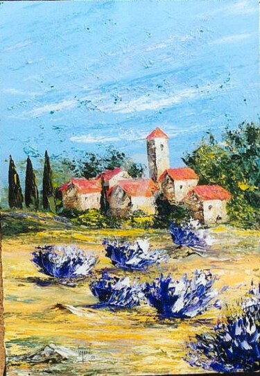 Peinture intitulée "199  Village du sud" par Geneviève Lagarde, Œuvre d'art originale, Huile