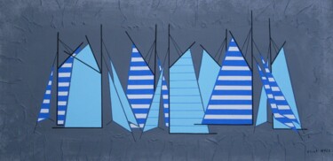 Painting titled "Voiles rayées sur f…" by Nyls Eliot, Original Artwork