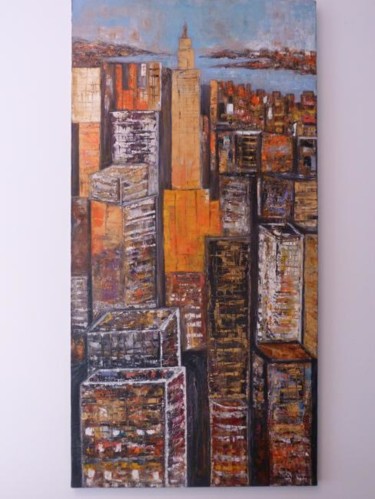 Painting titled "I  LOVE NY" by Sophie Delavague, Original Artwork, Oil Mounted on Wood Stretcher frame