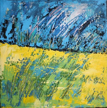Peinture intitulée "Champ jaune" par Delphine Mabed, Œuvre d'art originale, Huile