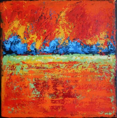 Peinture intitulée "Champ Orange" par Delphine Mabed, Œuvre d'art originale, Huile