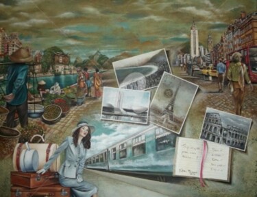 Painting titled "Trop occupée pour v…" by Fatima Marques, Original Artwork, Oil